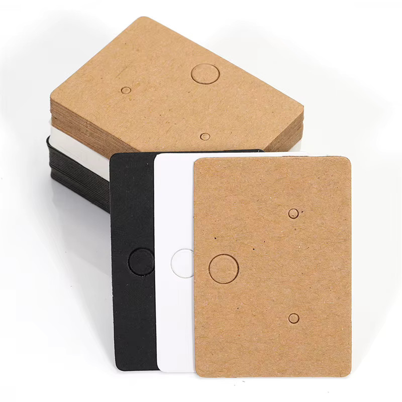 100 Stück DIY Ohrdekorationskarten aus Kraftpapier in Weiß, B: 4,5 cm, H: 3,2 cm - Bild 3