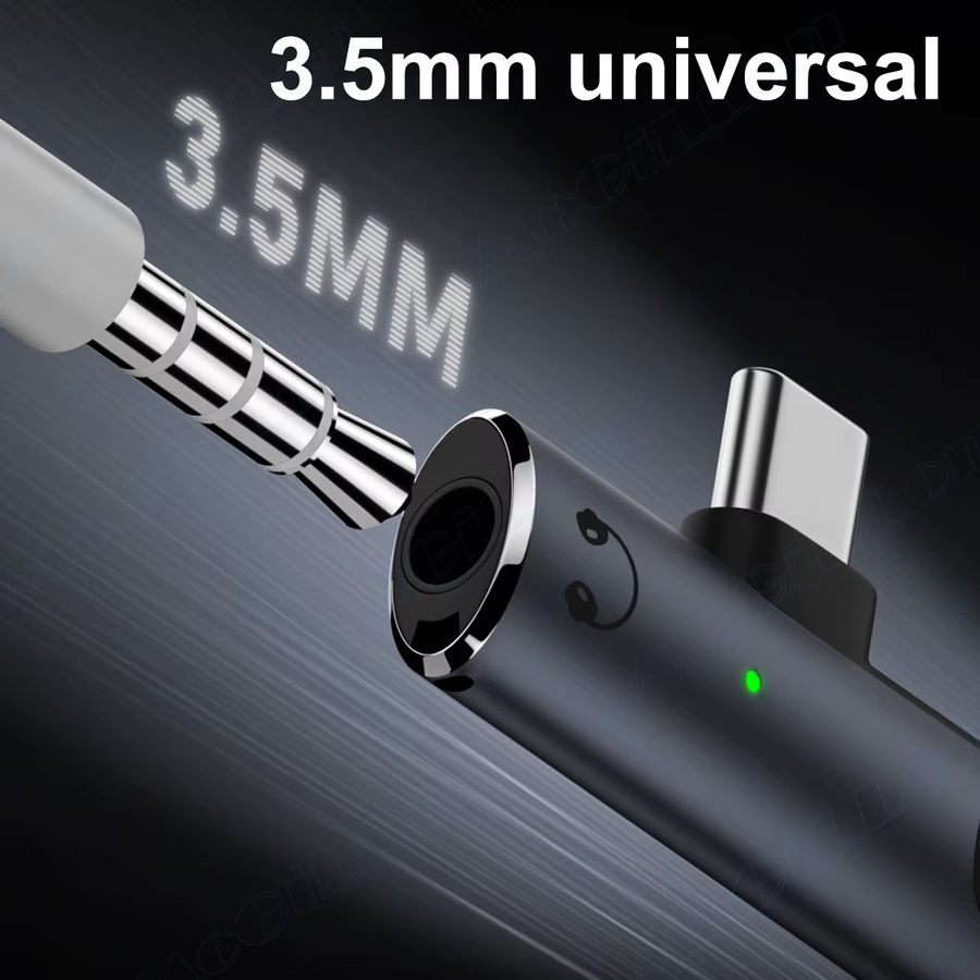 2-in-1 USB Typ C auf 3,5 mm Kopfhörer- und Ladegerät-Adapter mit PD 100 W Audio-Aux-Splitter in Weiß für Xiaomi Huawei iPhone - Bild 5
