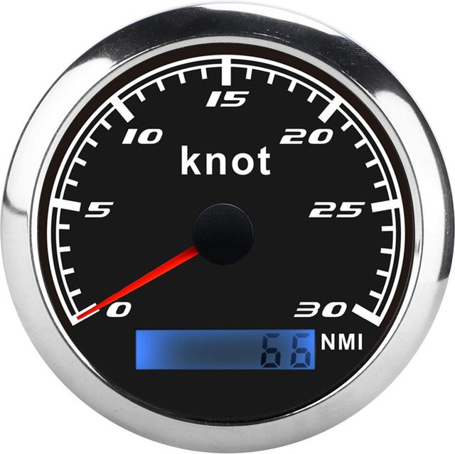 GoolRC GPS-Pointer-Tachometer 0–30 Knoten in Schwarz aus Edelstahl, IP67 wasserdicht für Auto, LKW und Schiff - Bild 1