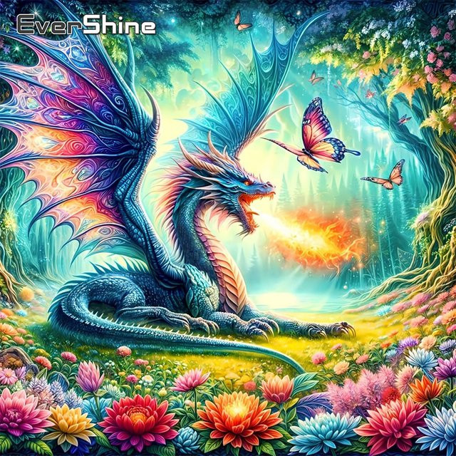 EverShine Diamant-Stickerei Drachen und Blumen als Vollquadrat-Gemälde in Multicolour als Kreuzstich-Bild und Strass-Mosaik Wandkunst - Bild 1