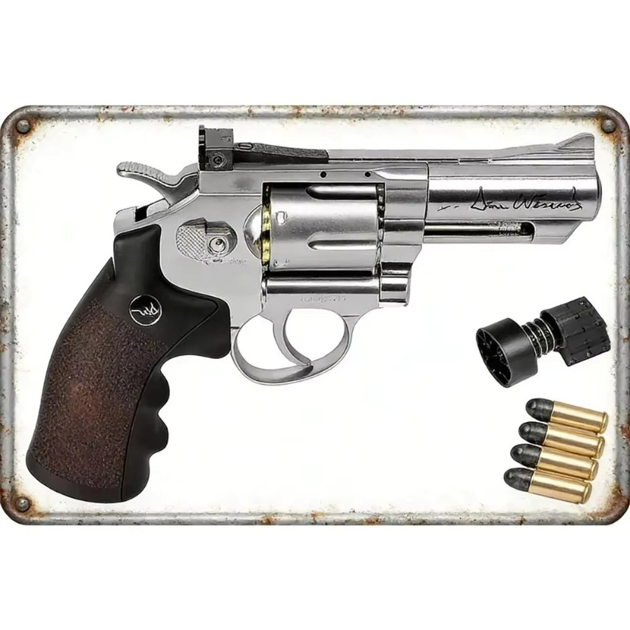 CIFBUY 2D-Militärschild aus Metall in Pistolenform, Wanddekoration im Vintage-Stil, Farbe: Silber, Breite: 20,0 cm, Höhe: 30,0 cm - Bild 2