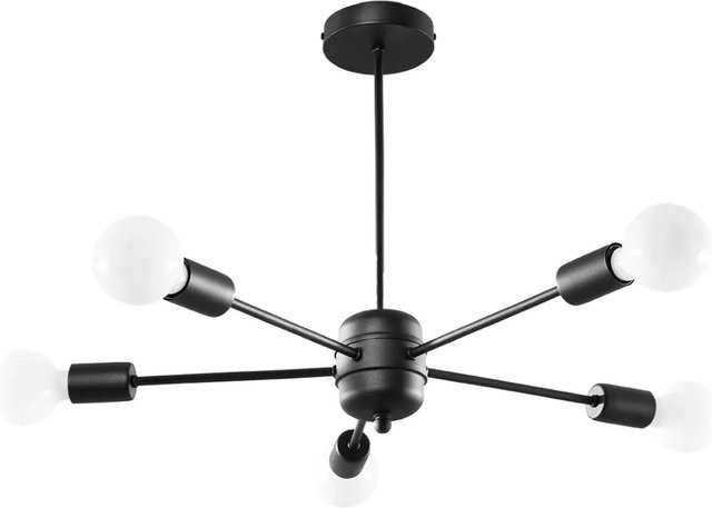 Sollux Lighting Kronleuchter Lango 5 Modern Schwarz aus Stahl mit E27 Fassung, Höhe: 66 cm, Breite: 46 cm, Tiefe: 15 cm - Bild 1