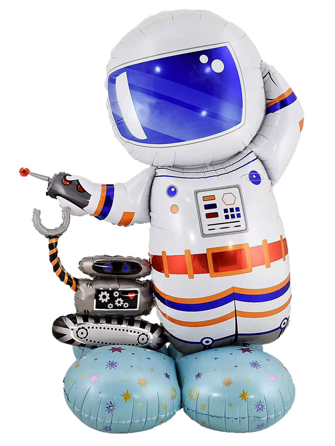 EACH PARTY 3D Spaceman Folienballon mit Standsockel für Weltraum-Mottopartys in Weiß - Bild 2