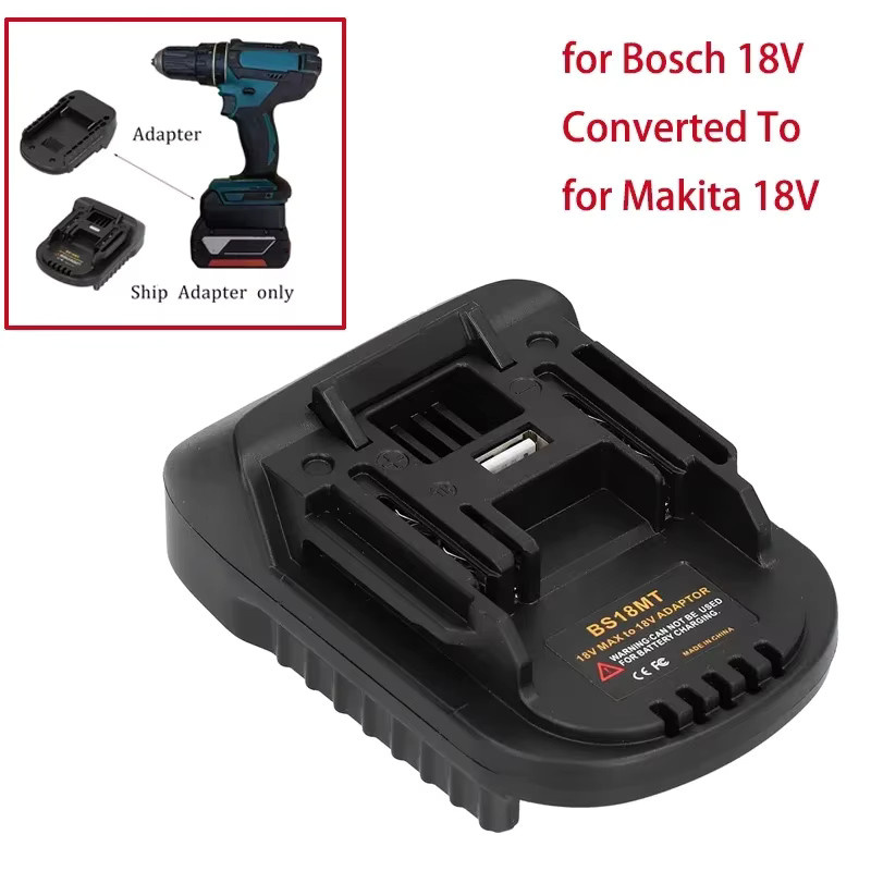 Bosch Akku-Adapter von 18V auf Makita 18V für Li-Ionen-Akkus mit USB-A und USB-C Anschluss in Schwarz - Bild 4