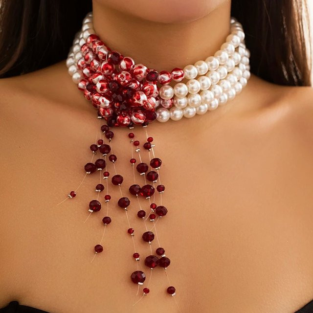 Ingesight Choker Halskette, Perle, Kristall, Silber, Damen - Bild 1