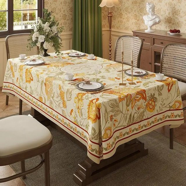 Wasserdichte Tischdecke Super Six im amerikanischen Pastoralstil mit floralem Muster, rechteckig, B/B/H: 90 x 140 cm, mehrfarbig - Bild 1