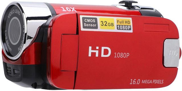 Honor Camcorder Videokamera mit 16MP, 1080P HD, 16X Digitalzoom und 2,4 Zoll Rotationsbildschirm in Rot - Bild 1