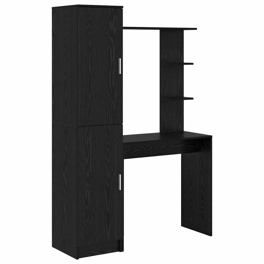vidaXL Schreibtisch und Hochboard Set in Schwarz und Eichen-Optik für Büro und Home-Office - Bild 2