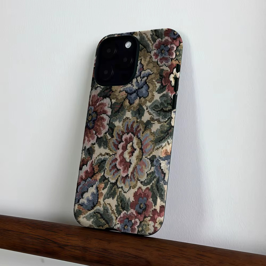 CaseLumi Matte Bumper MagSafe Hülle für iPhone 17 16 15 14 13 Pro Max mit gewebtem Blumen-Tapisserie-Design in Multicolour - Bild 3