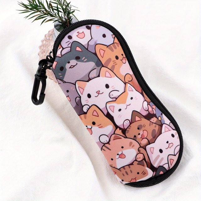 Brillenetui mit Katzen-Aufdruck, multicolour - Bild 1