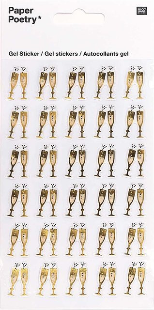 Rico Design Paper Poetry Gelsticker für Sektgläser in Gold - Bild 1