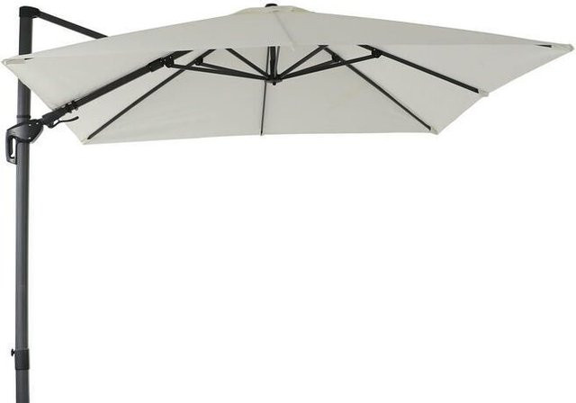 OUTFLEXX Sydney Ampelschirm in Beige aus pulverbeschichtetem Aluminium mit Twist-Funktion und Plattenständer, B/T/H: 300 x 300 x 300 cm - Bild 1