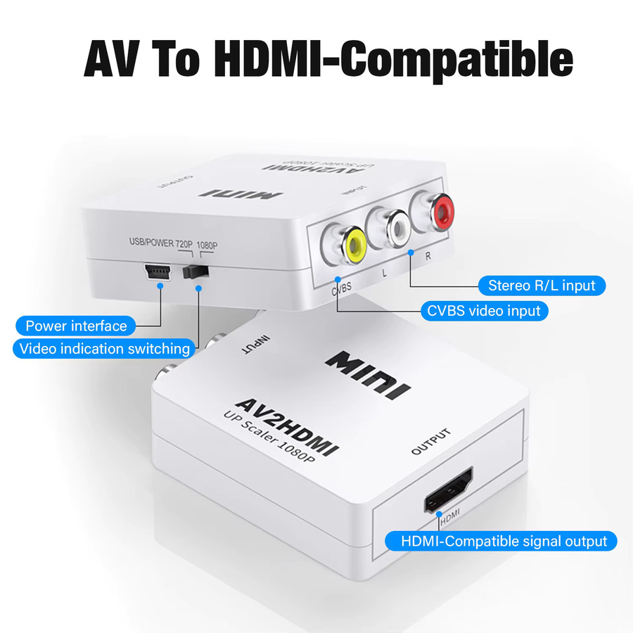 Nephy HDMI zu AV RCA Konverter Adapter in Weiß für Full HD 1080P Video mit HDMI und RCA Anschlüssen für PS4, TV, PC und Projektor - Bild 1