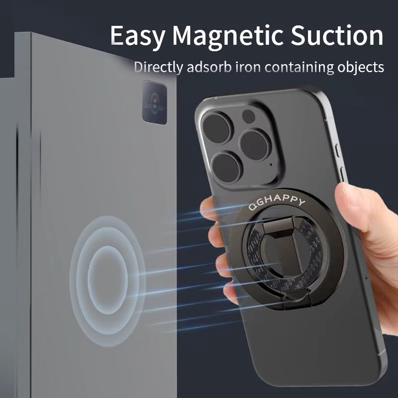 QGhappy Universeller Magnetischer Handyhalter mit Doppelseitiger Faltfunktion und Fingerring-Ständer für MagSafe, iPhone und Samsung, Blau - Bild 2