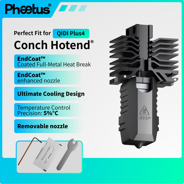Phaetus Conch M6 Hotend mit Endcoat-Düse für QIDI Plus4 3D-Drucker in Schwarz und Gold, Düsenstärken: 0,2 mm, 0,4 mm, 0,6 mm, 0,8 mm - Bild 1