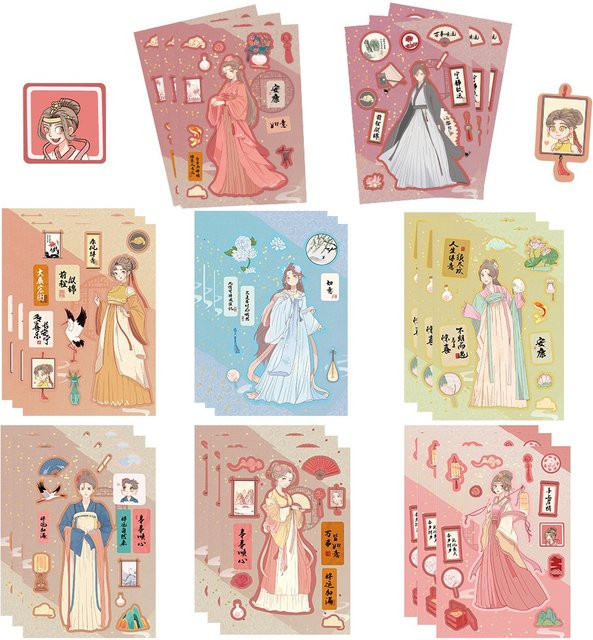 8er Set Vintage Mädchen Graffiti Aufkleber von BulingBulingStickers Shop in Multicolour für Helm, Fahrrad und Schreibwaren - Bild 1