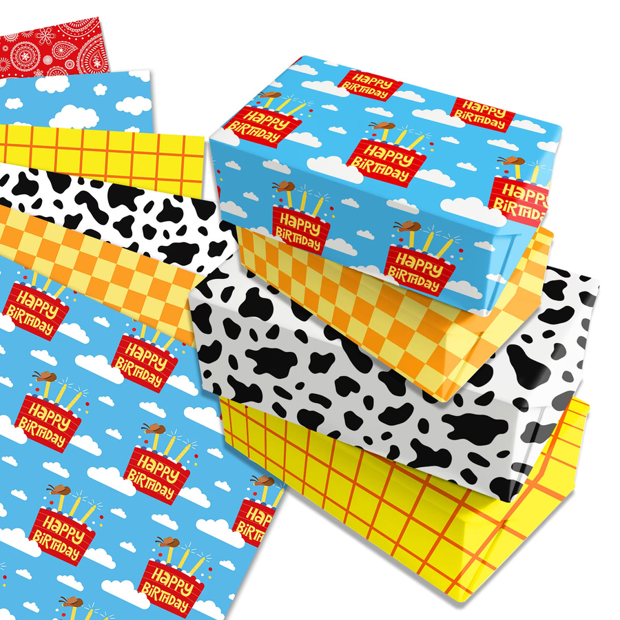 Dekoratives Geschenkpapier mit Happy Birthday Motiv für Geburtstage und Babypartys, Mehrfarbig, 6 oder 12 Stück - Bild 3