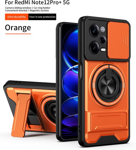Xiaomi Redmi Note 12 Pro+ Handyhülle mit MagSafe Magnetischem Klapphalter und Kameraschutz in Blau oder Orange - Bild 1
