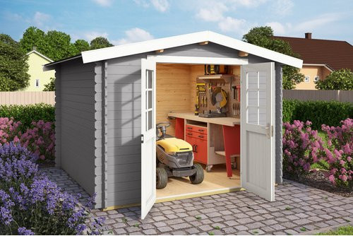 Mr. GARDENER Gartenhaus Australien aus lackiertem Fichtenholz in Grau, B/H/T: 333 x 222 x 310 cm - Bild 1