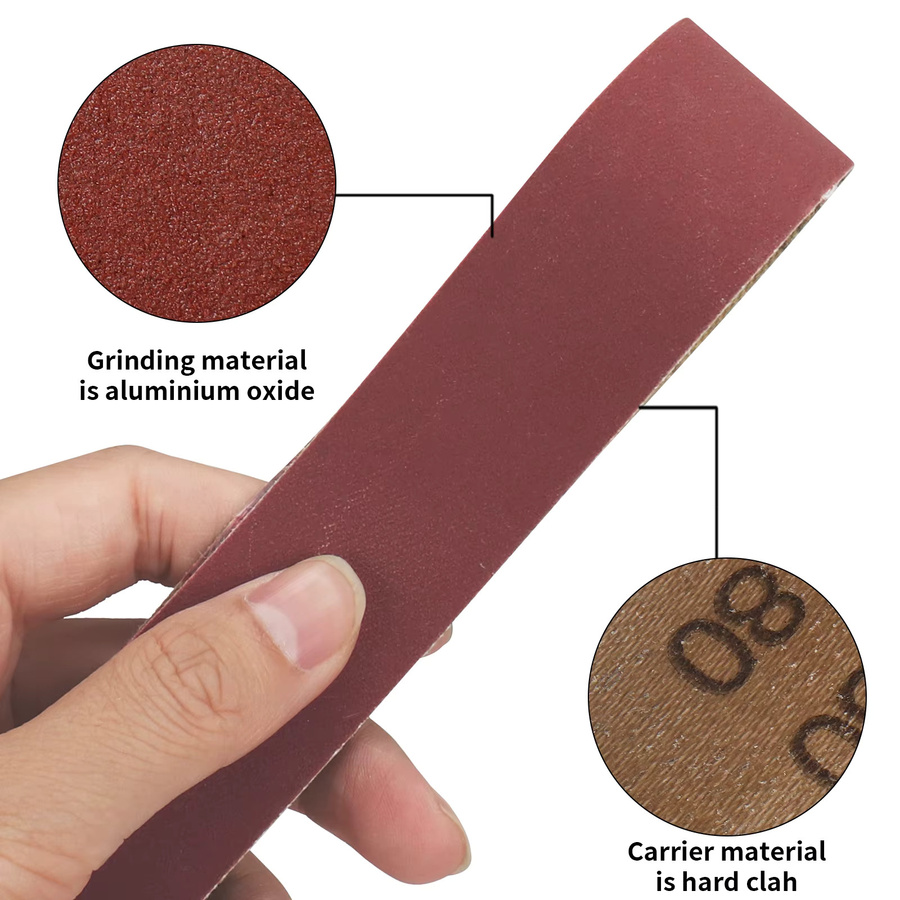 10 Stück NuoDunco Schleifbänder für Bandschleifmaschinen und Poliermaschinen zur Metall- und Holzbearbeitung, Farbe: Rot/Braun, Breite: 30 mm, Länge: 330 mm - Bild 3