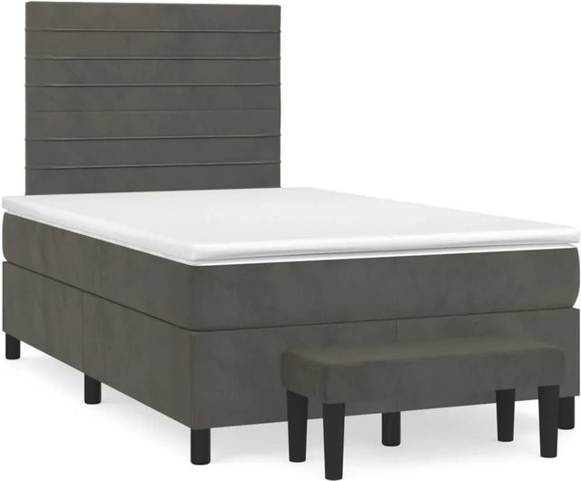 vidaXL Boxspringbett mit Matratze Dunkelgrau Samt B/T: 120 x 200 cm - Bild 1
