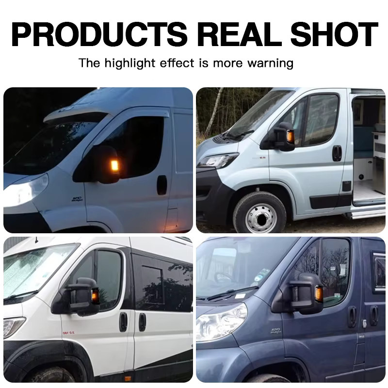 APMATAUTO Dynamische LED Blinker für Peugeot Boxer, Fiat Ducato und Citroen Relais ab 2006, Rückspiegel Blinkerleuchten in Schwarz, 2er Set - Bild 3