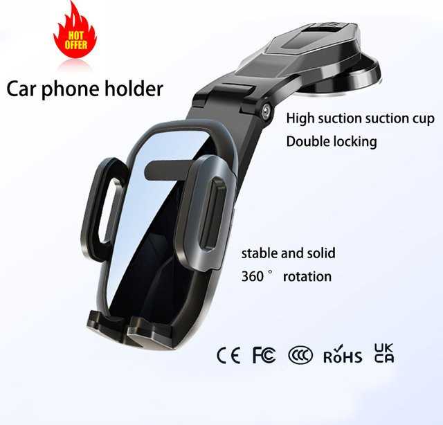 Faltbarer Magnet-Autotelefonhalter mit 360 Grad Rotation und Vakuumadsorptions-Saugnapf in Schwarz - Bild 1