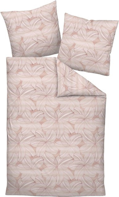 Janine Interlock-Jersey-Bettwäsche Carmen S gestreift aus Baumwolle, Farben: Sand, Beige, Pink, B/H: 135 x 200 cm, Kissen: 80 x 80 cm - Bild 1