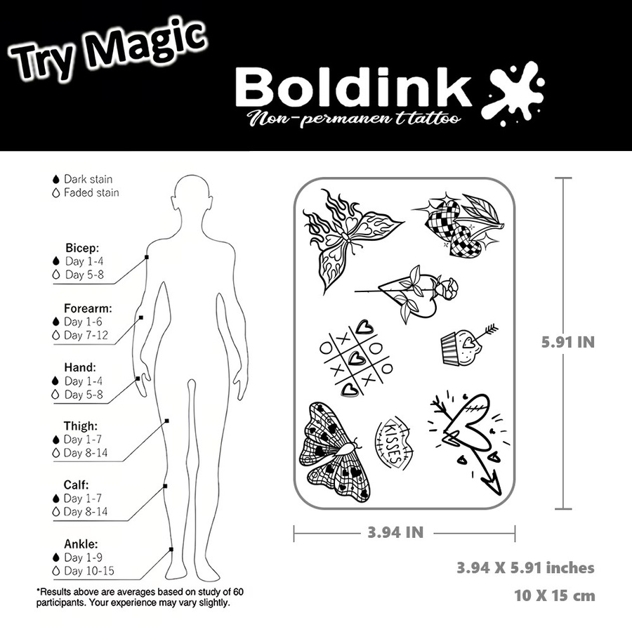 BOLDINK Sweet Y2K Tattoo-Aufkleber, Unisex - Bild 3