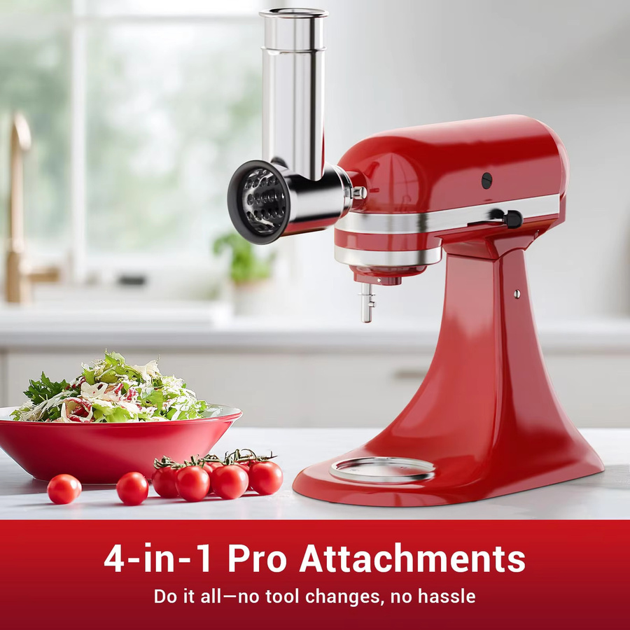 GVODE Edelstahl-Schneidemaschine in Weiß als Schredder-Aufsatz für KitchenAid Standmixer mit 4 Klingen - Bild 2
