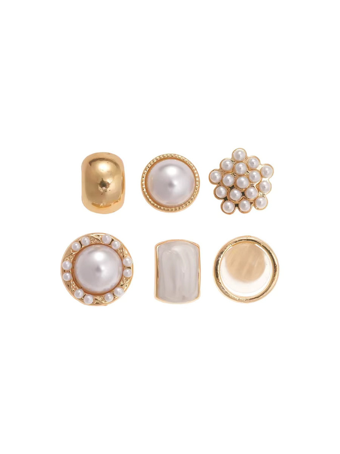 DREJEW Ohrringe, 12-teiliges Set, Kreisohrringe, Imitationsperlen, Gold, Damen - Bild 3
