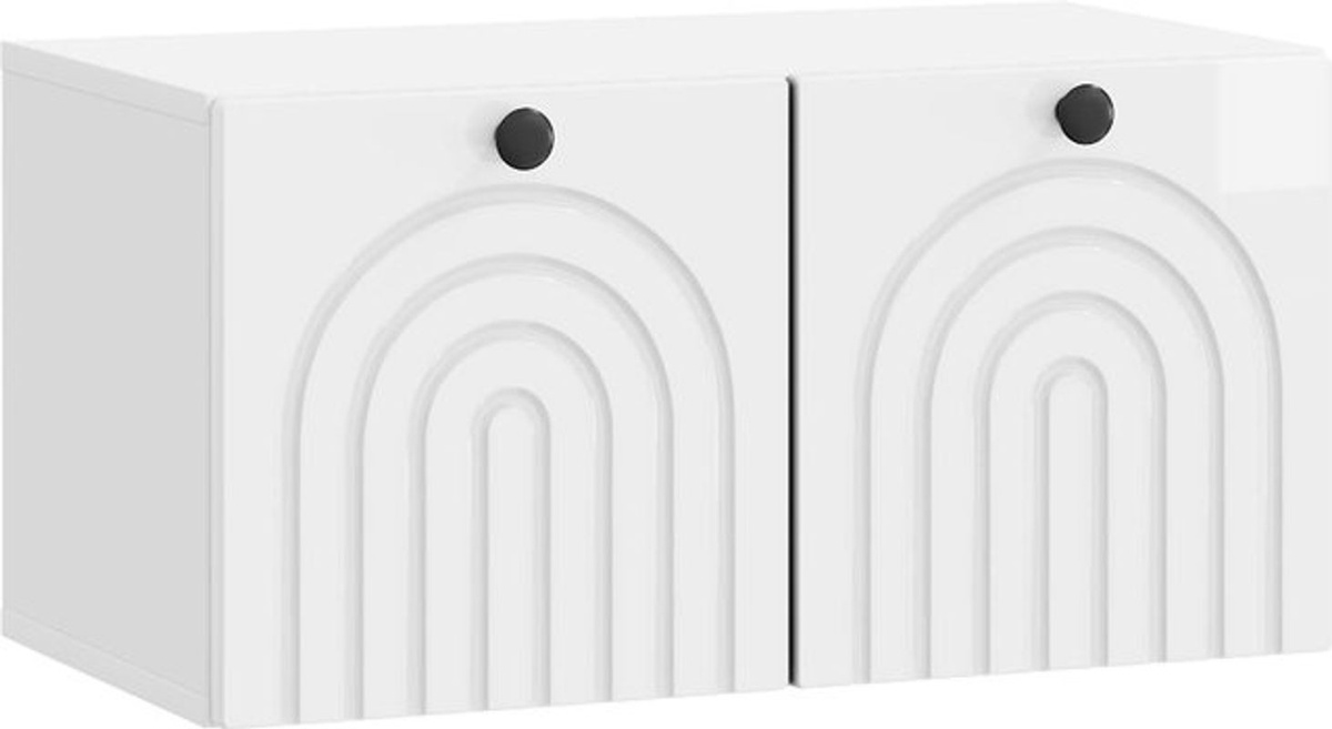 vidaXL Wandmontierter TV-Schrank in Weiß Hochglanz, Modernes Design mit Drehtüren, B/T/H: 59,5 x 31 x 30 cm - Bild 1