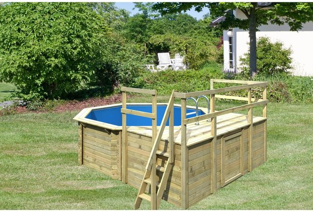 Karibu Achteck Pool Modell 1 D KDI für die Terrasse, B/B: 400 x 400 cm - Bild 1