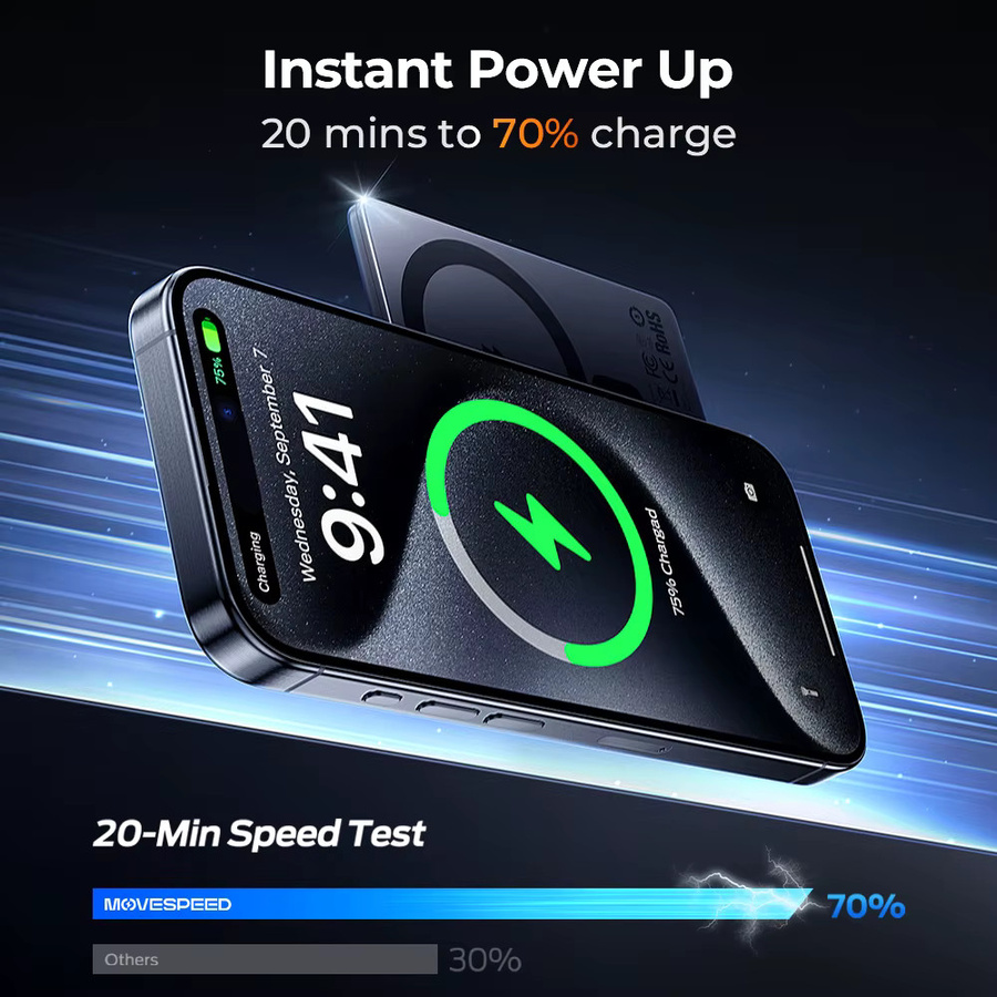 MOVESPEED S05 Magnetische Powerbank 5000 mAh Mini kabelloses Ladegerät mit Schnellladung für iPhone 16 15 14 - Bild 3