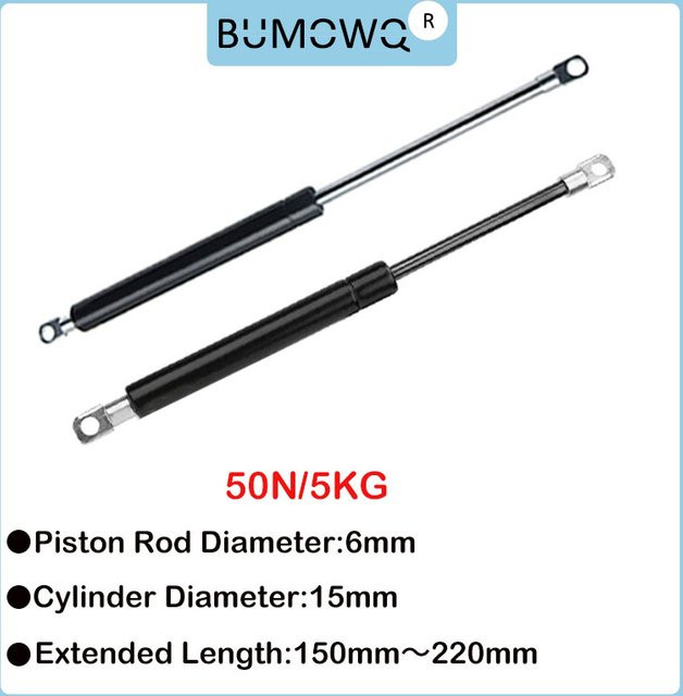 BUMOWQ Universal Gasdruckfeder Möbel Federbein als Hydraulik Stoßdämpfer für Küchenschränke, Schwarz, Länge: 150 mm bis 220 mm, Tragkraft: 5 kg/50 N - Bild 1