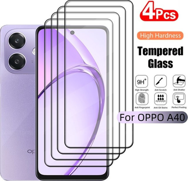 4er-Pack Gehärtetes Glas für OPPO A40, HD 9H Displayschutz mit voller Abdeckung, Transparent, 6,67 Zoll - Bild 1