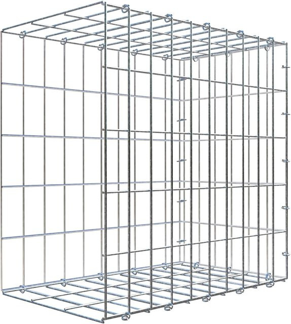 Gabiona C-Ring Anbaukorb Typ 2 in Silbergrau, B/T/H: 50 x 50 x 30 cm, Maschenweite: 5 x 10 cm - Bild 1