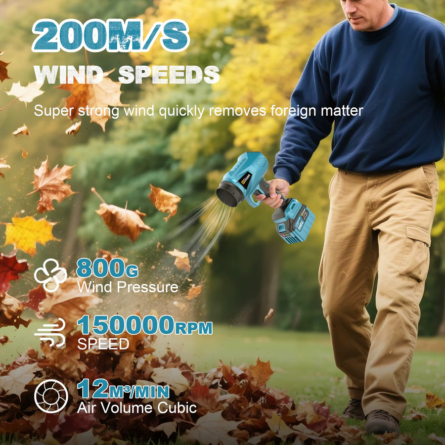 Gisam Bürstenloser Elektrischer Turbo-Gebläse Jet-Lüfter Blau für Makita LXT 18V Akku mit 150000RPM und 200M/S Luftgeschwindigkeit - Bild 4