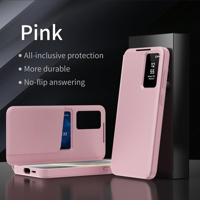 S-View Premium PU-Leder Brieftaschenhülle für Samsung Galaxy A57 5G in Rosa - Bild 1