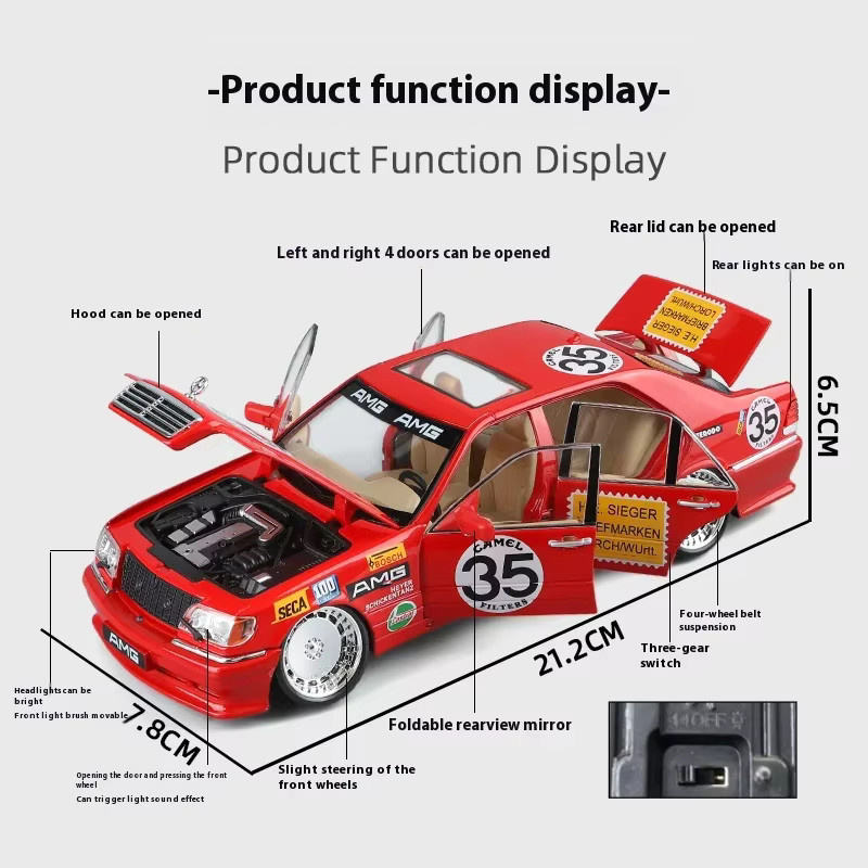 Maisto S W140 320SEL Modellauto, 1:24, Metall, Rot - Bild 2