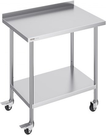 VEVOR Edelstahl Arbeitstisch mit Rollen und höhenverstellbarer Arbeitsfläche, Farbe: Silber, B/T/H: 60,96 x 91,44 x 101,6 cm - Bild 1