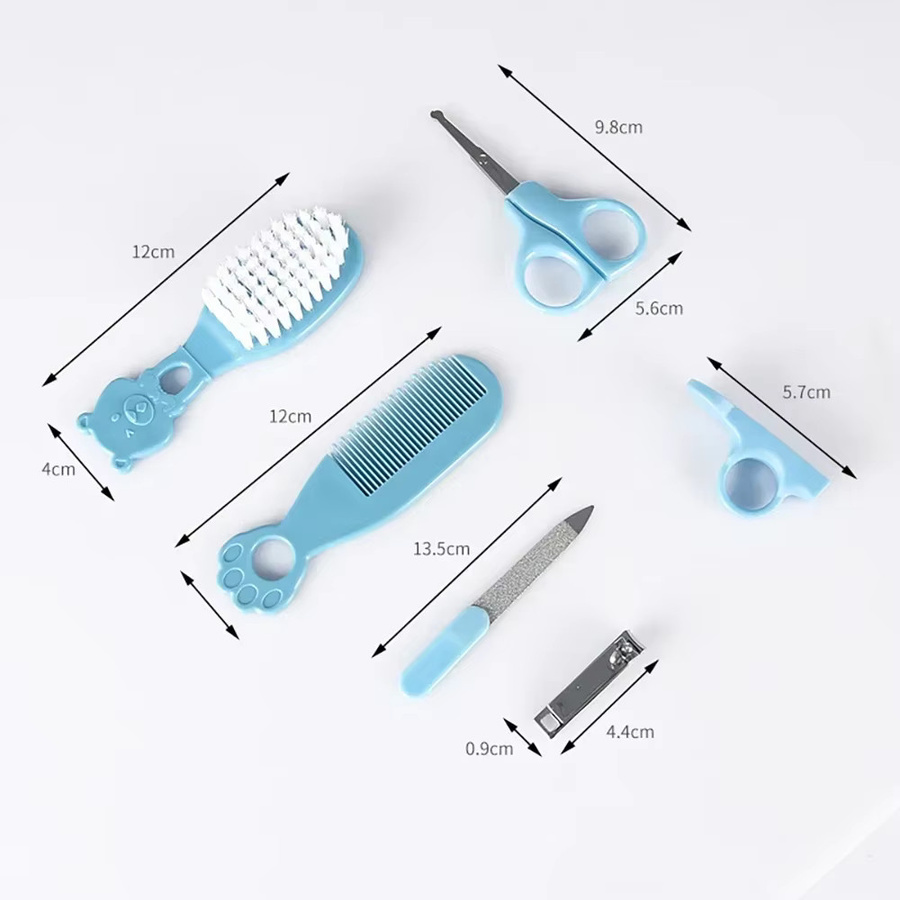 6-teiliges Baby-Pflegeset in Blau mit Nagelpflege, Haarschere und Kamm für Neugeborene - Bild 2