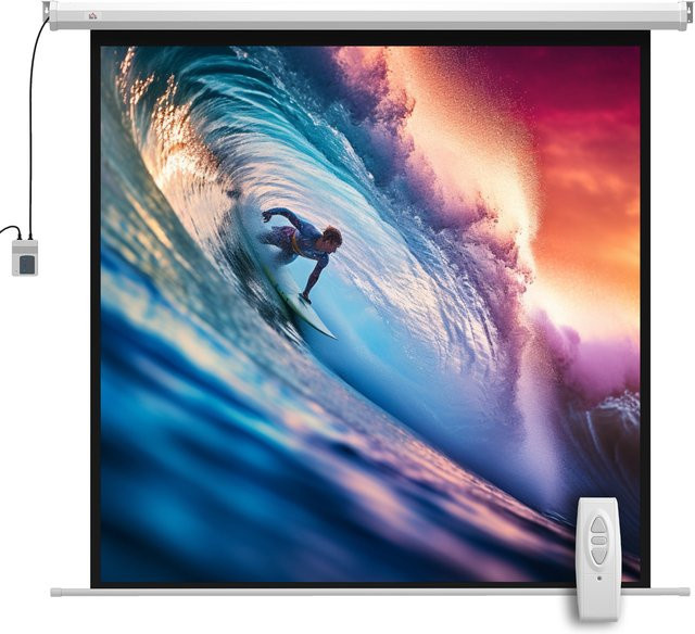 HOMCOM Rollo-Projektionsleinwand für Heimkino und Büro, 85 Zoll, 1:1 Format, HD 4K, Farbe: Weiß, B/H: 176,5 x 176,5 cm - Bild 1
