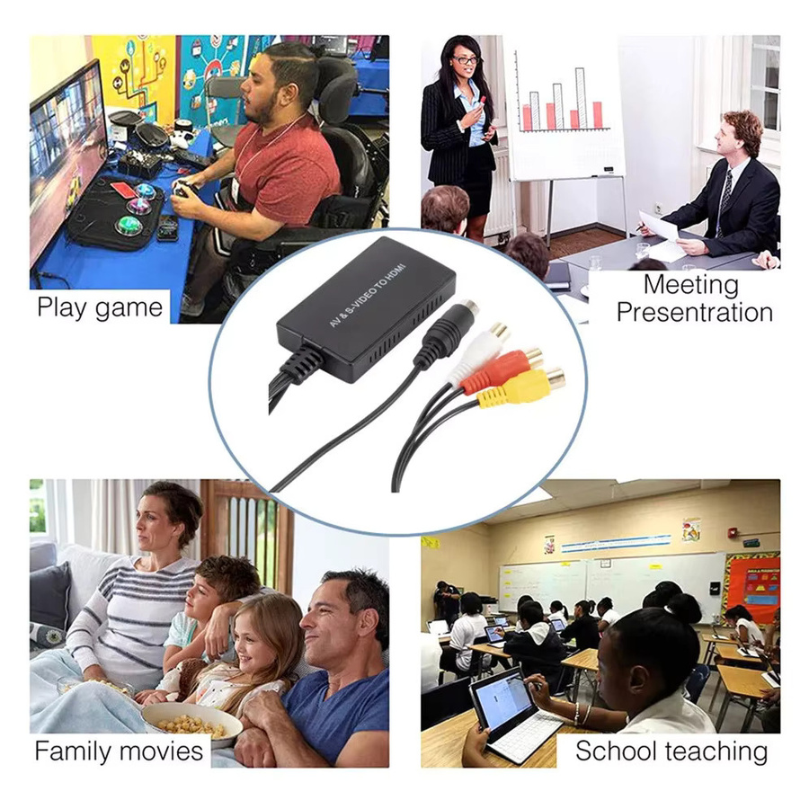 GRWIBEOU S-Video zu HDMI Konverter in Schwarz für HDTV, DVD und PS2/PS3, 1080P AV RCA CVBS Adapter - Bild 3