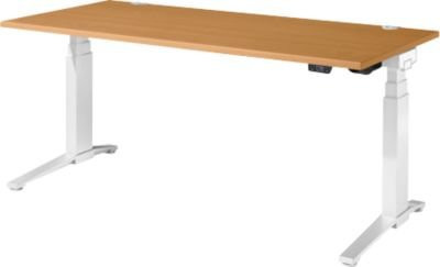 Schäfer Shop Genius Schreibtisch ERGOSTYLE S, elektrisch höhenverstellbar, Rechteck, C-Fuß, Buche/weiß, B: 180 cm, T: 80 cm, H: 63,5-130,5 cm - Bild 1