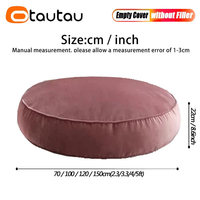Otautau Sitzsack Hocker Bezug aus Samt in Dunkelgrün, runde Abdeckung ohne Füllung, waschbar - Bild 2