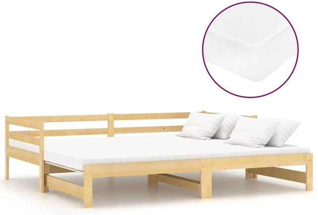vidaXL Ausziehbares Tagesbett aus Massivholz Kiefer in Weiß mit PU-Schaumstoff, B/T/H: 184 x 80–90 x 203 cm - Bild 1