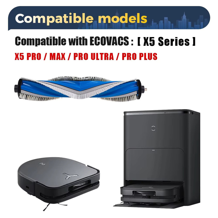 Ecovacs Hauptwalzenbürste für X5 Pro, X5 Max, X5 Pro Ultra und X2S Kehrroboter Staubsauger Zubehör, Blau, Waschbare Bürste - Bild 2