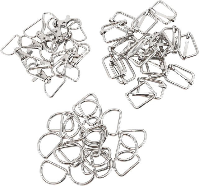 Schlüsselanhänger-Set Zinklegierung, 50-teilig, mit Karabinerhaken und D-Ring-Schiebeschnalle - Bild 1