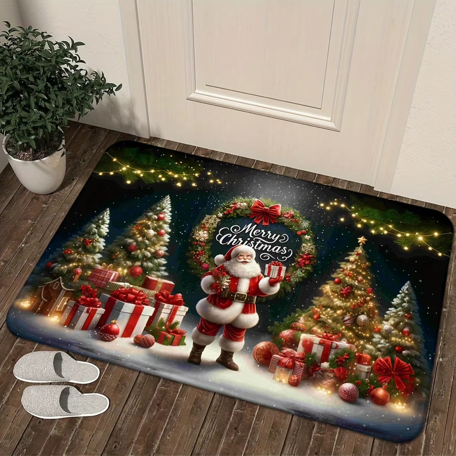 VIKAMA Weihnachtsmann Teppich als weiche Bodenmatte für Wohnzimmer, Schlafzimmer und Flur, mehrfarbig, rechteckig - Bild 4